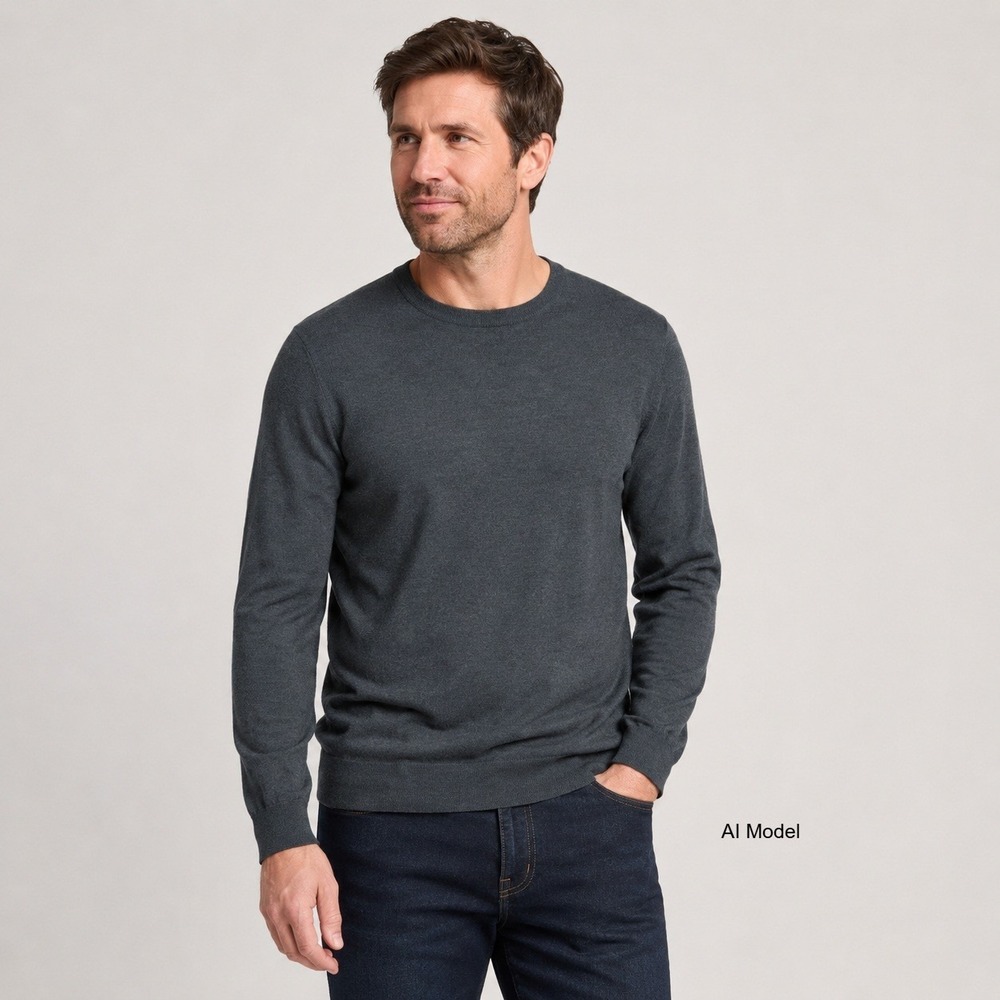Banana Republic Merino Wool Crewneck Sweater Mens Large Charcoal Gray